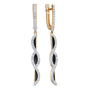 Серьги с английским замком из красного золота с бриллиантом