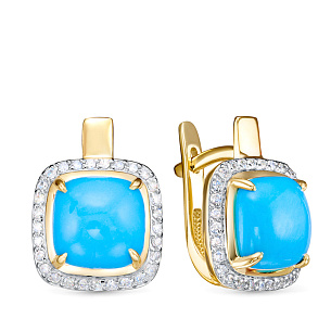 Серьги из желтого золота с бриллиантом