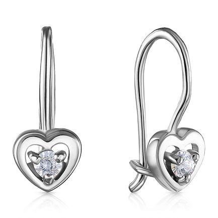 Серьги детские из серебра с фианитом