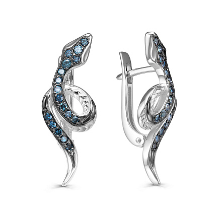 Серьги с английским замком из белого золота с бриллиантами