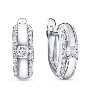 Серьги с английским замком из серебра с фианитами