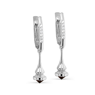 Серьги с английским замком из серебра с фианитом