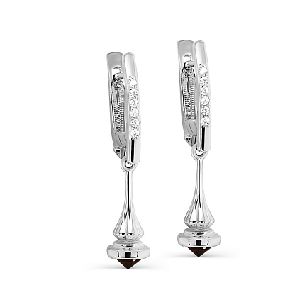 Серьги с английским замком из серебра с фианитами