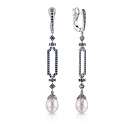 Серьги из белого золота с бриллиантами, жемчугом