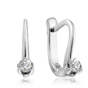 Серьги с английским замком из белого золота с бриллиантами