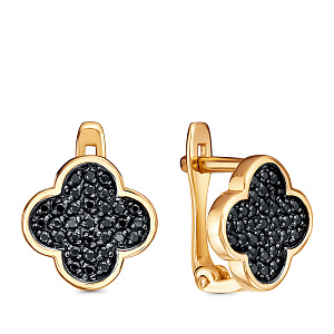 Серьги с английским замком из красного золота с фианитами