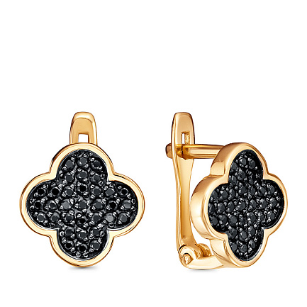 Серьги с английским замком из красного золота с фианитами