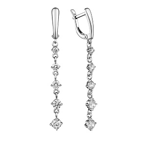 Серьги с английским замком из белого золота с бриллиантами