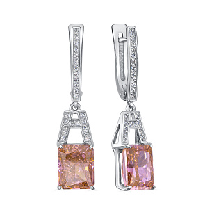 Серьги с английским замком из серебра с бриллиантом