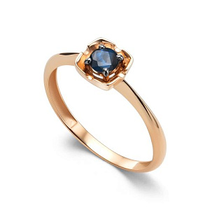 Кольцо из красного золота с сапфиром