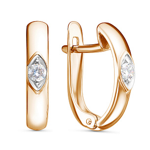 Серьги из красного золота с фианитом