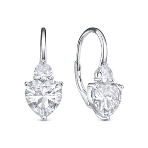 Серьги с английским замком из серебра с фианитами