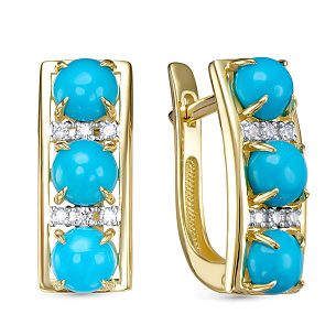 Серьги из желтого золота с бриллиантом