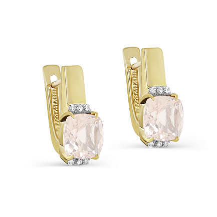 Серьги с английским замком из желтого золота с бриллиантами