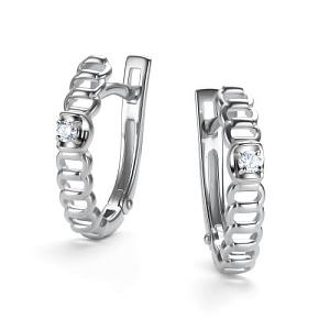 Серьги с английским замком из белого золота с бриллиантами