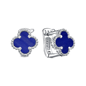 Серьги с английским замком из серебра с лазуритами