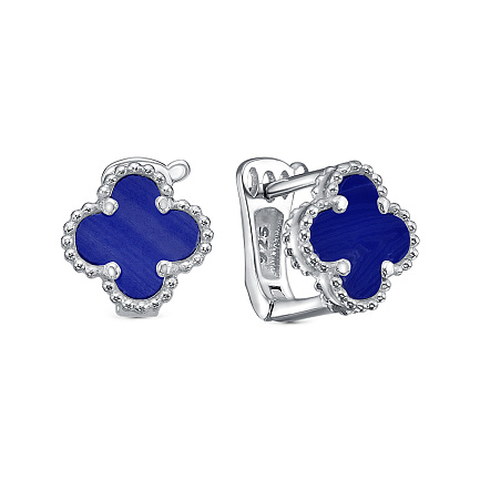 Серьги с английским замком из серебра с лазуритами