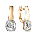 Серьги с английским замком из красного золота с бриллиантами