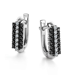 Серьги с английским замком из белого золота с бриллиантами