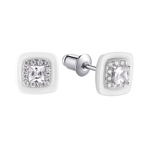 Серьги из серебра с фианитом