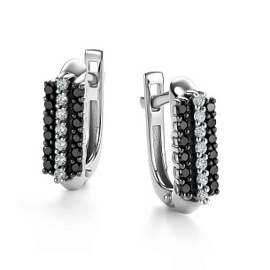 Серьги с английским замком из белого золота с бриллиантом