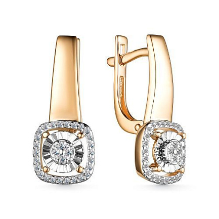 Серьги с английским замком из красного золота с бриллиантами