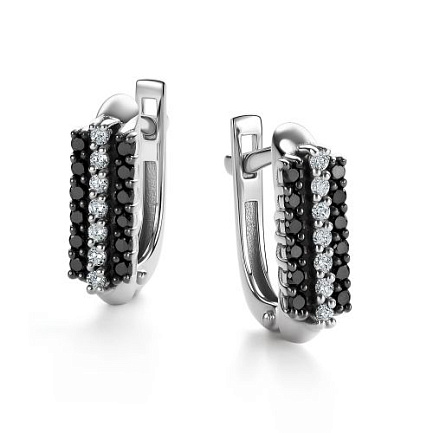 Серьги с английским замком из белого золота с бриллиантами