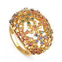 Кольцо из серебра с алпанитами, фианитами