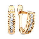 Серьги с английским замком из красного золота с фианитами