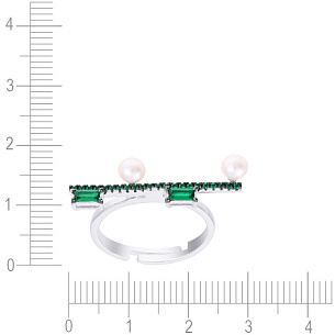 Кольцо из серебра с жемчугом, фианитом