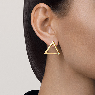 Пусеты из жёлтого золота с изумрудами