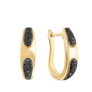 Серьги с английским замком из желтого золота с бриллиантом