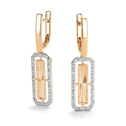 Серьги с английским замком из красного золота с бриллиантами