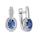 Серьги с английским замком из серебра с сапфирами