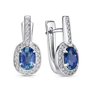 Серьги с английским замком из серебра с сапфирами