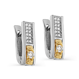 Серьги с английским замком из белого золота с бриллиантом