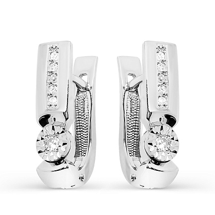 Серьги с английским замком из белого золота с бриллиантами