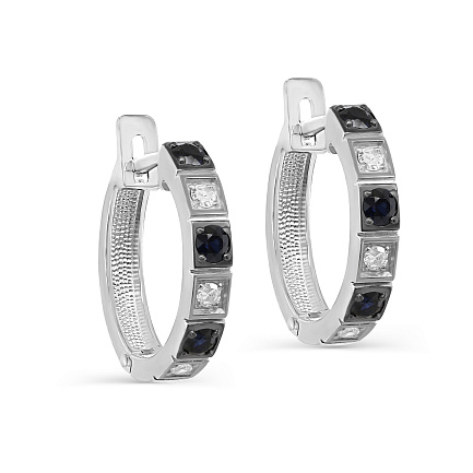 Серьги с английским замком из белого золота с бриллиантами