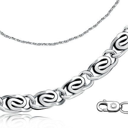 Цепь автомат из серебра, плетение двойная спираль