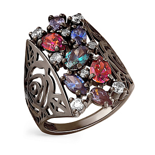 Кольцо из серебра с фианитами, алпанитами