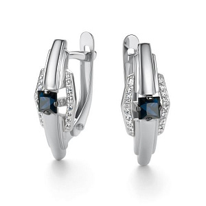 Серьги с английским замком из белого золота с бриллиантами