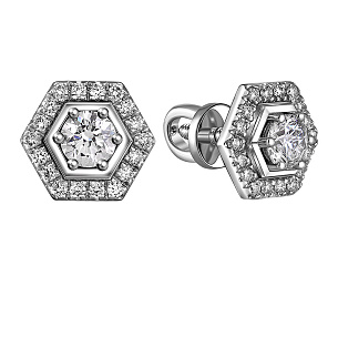 Серьги из белого золота с бриллиантом