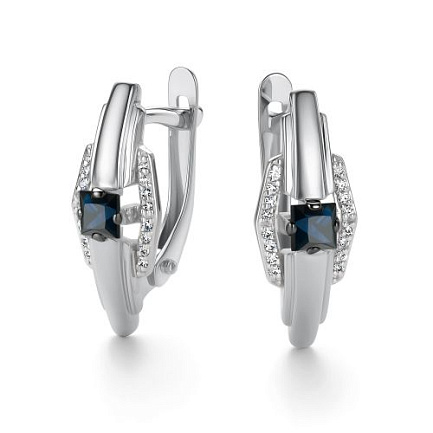 Серьги с английским замком из белого золота с бриллиантами