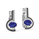 Серьги с английским замком из серебра с сапфирами