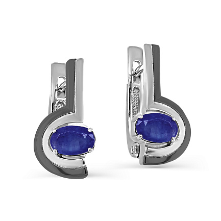 Серьги с английским замком из серебра с сапфирами