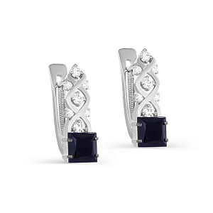 Серьги с английским замком из белого золота с бриллиантами