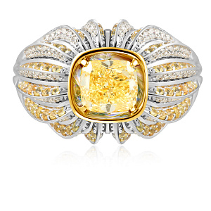 Кольцо из белого золота с бриллиантами, сапфирами