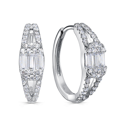 Серьги с английским замком из серебра с фианитом