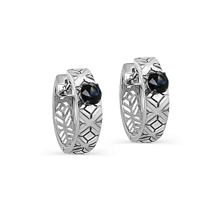 Серьги с английским замком из белого золота с сапфиром