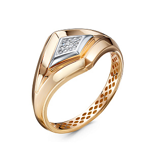 Кольцо из красного золота с бриллиантом